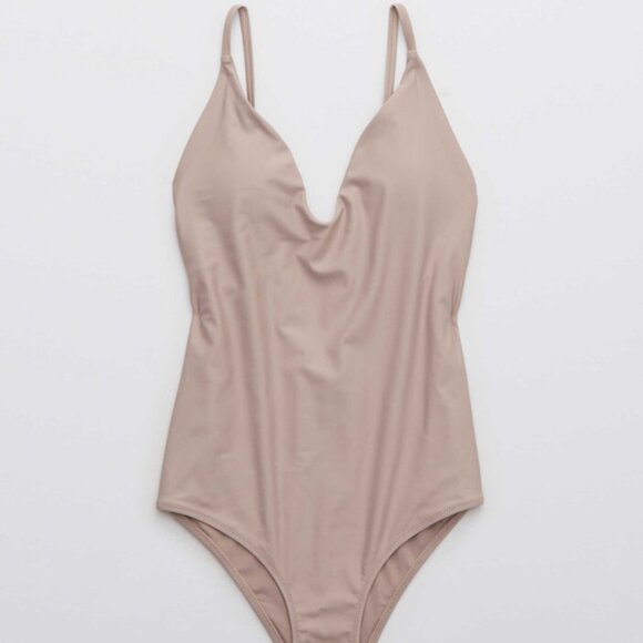 Aerie One Piece Cheeky Tan One Piece Swimsuit Women's Medium - Picture 1 of 5